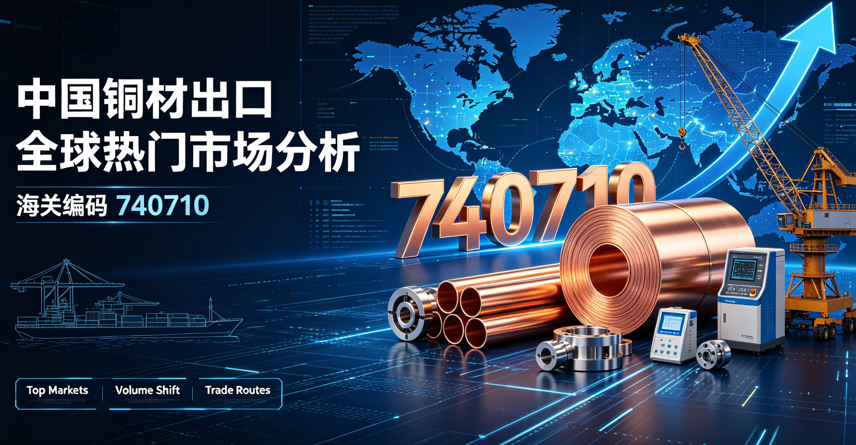 中国铜材出口全球热门市场分析（海关编码740710）