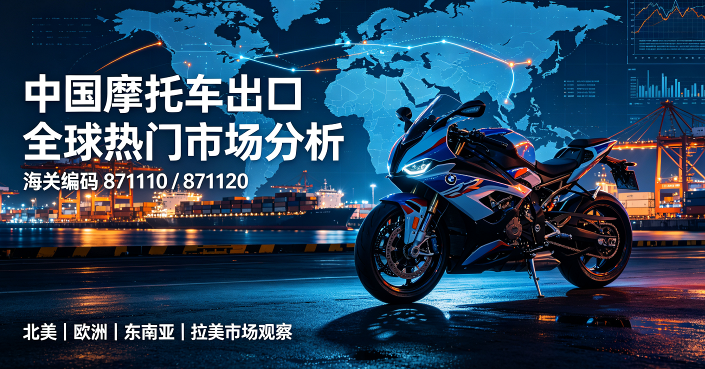 中国摩托车出口全球热门市场分析(海关编码871110/871120)