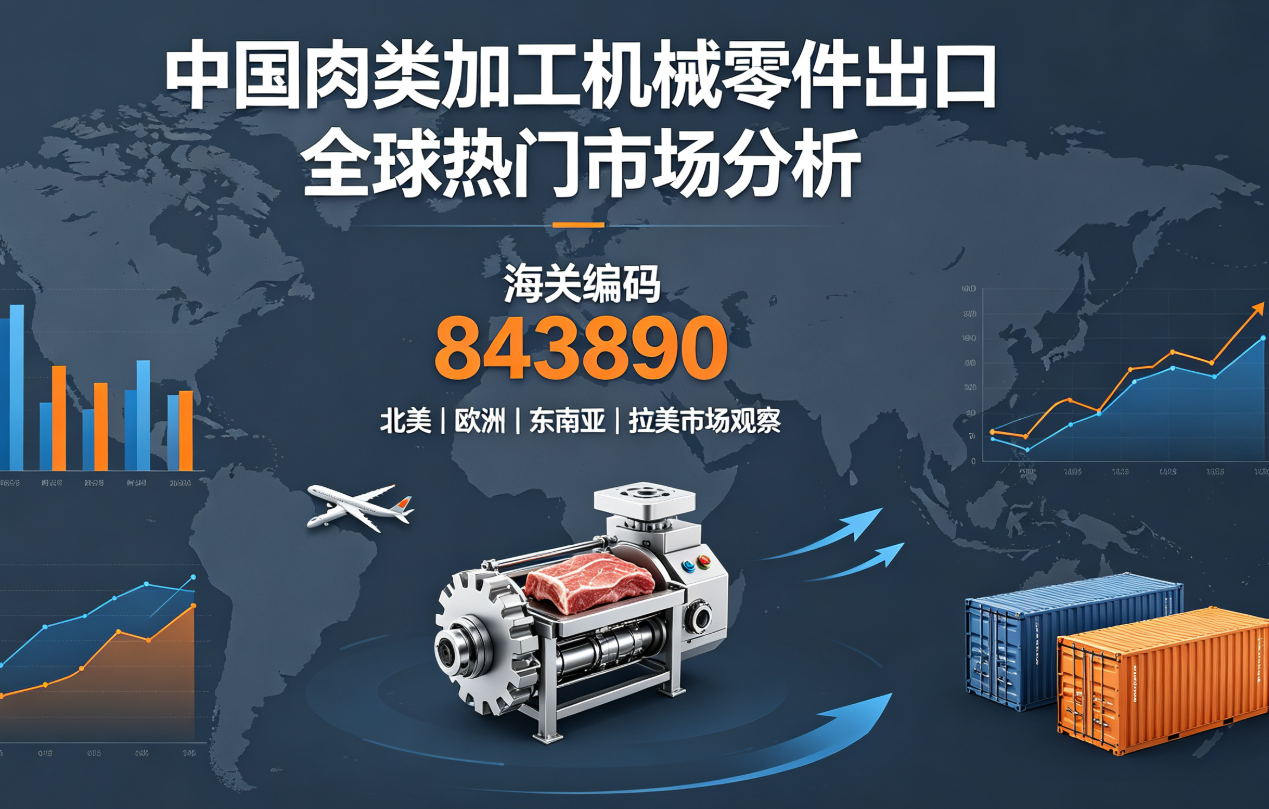 中国肉类加工机械零件出口全球热门市场分析(海关编码843890)