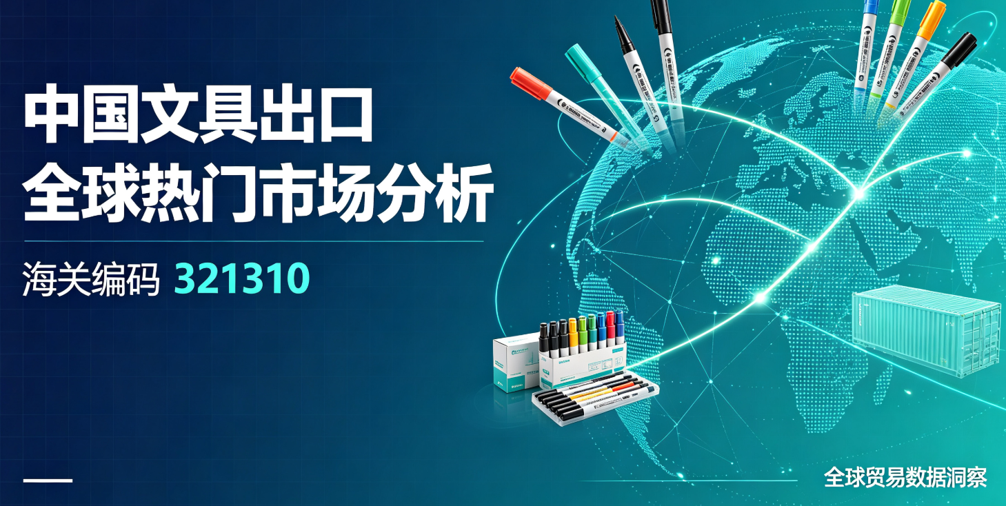 中国文具出口全球热门市场分析(海关编码321310)